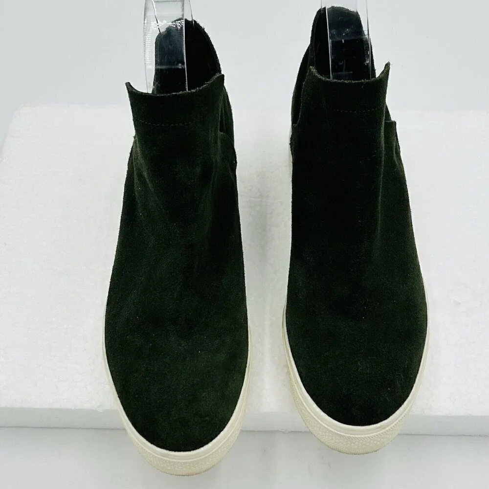 Steve Madden Bootie Sneakers Women's Wrangle Dark Green Suede Leather Size 7M